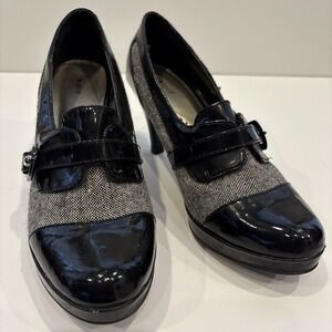 Apt.9 Women's Prosper Black Tweed and Patent Leather‎ Swing Dance Heels Size 9M
